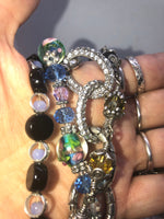 Vintage lot  of 4 beaded bracelets To Brighton 1 Wooden cake beads CZ’s adjustable Silvertone Beautiful
