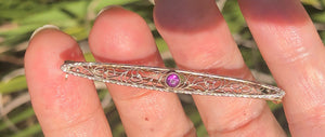 Victorian/art deco 14 karat white/yellow gold filigree brooch pin antique amethyst gemstone solid 14kt