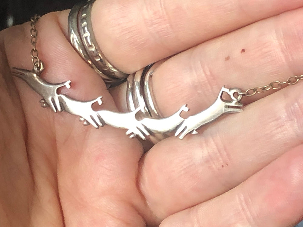 Sterling silver running horses southwestern necklace Cuneo 925 Super unique Abstract