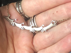 Sterling silver running horses southwestern necklace Cuneo 925 Super unique Abstract