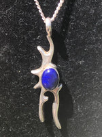 Vintage Native American Pendant Necklace Navajo Sterling Silver LD Lowell Draper Southwestern Lapis Lazuli