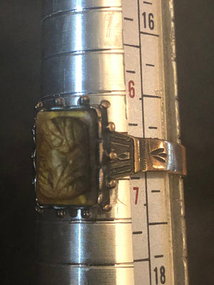 Victorian Carved Tigers eye Gemstone Cameo Roman Lady 10 karat Yellow Gold ring 10kt Beautiful Size 6.5