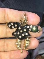 Adorable vintage articulated rhinestones clown black enamel free shipping!!