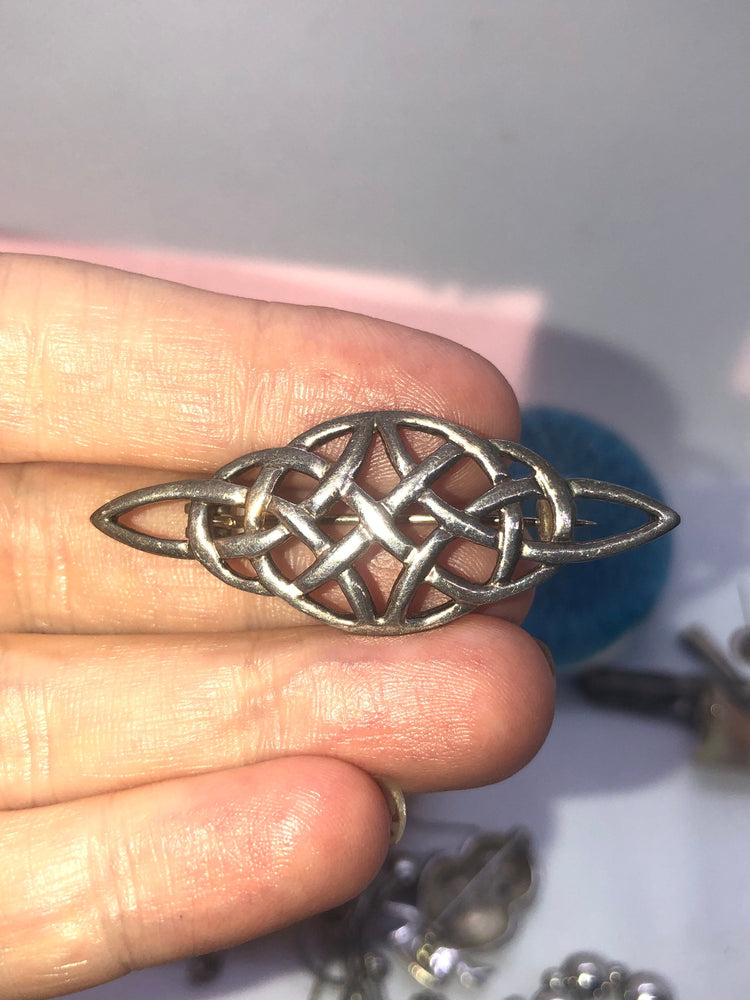 Vintage Celtic brooch pin Sterling Silver 925