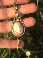 True Antique Victorian Gold Filled Carved Shell Cameo Pendant Necklace Early To Mid 1800s Historical Rare