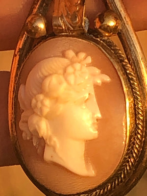 True Antique Victorian Gold Filled Carved Shell Cameo Pendant Necklace Early To Mid 1800s Historical Rare