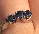 Vintage Blue Sapphire Eternity Gemstone Ring Sterling Silver 925 Size 6.5