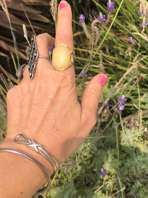 Huge lemon quartz? Gemstone wire wrapped 14kt gold filled ring scarab Egyptian revival size 7