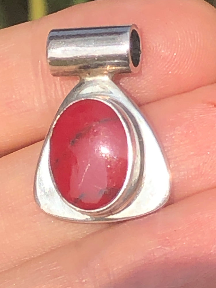 Vintage Red jasper gemstone Mexico pendant for Necklace sterling silver 925 Mexican free shipping!