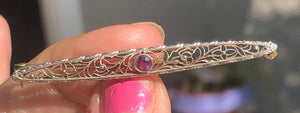 Victorian/art deco 14 karat white/yellow gold filigree brooch pin antique amethyst gemstone solid 14kt