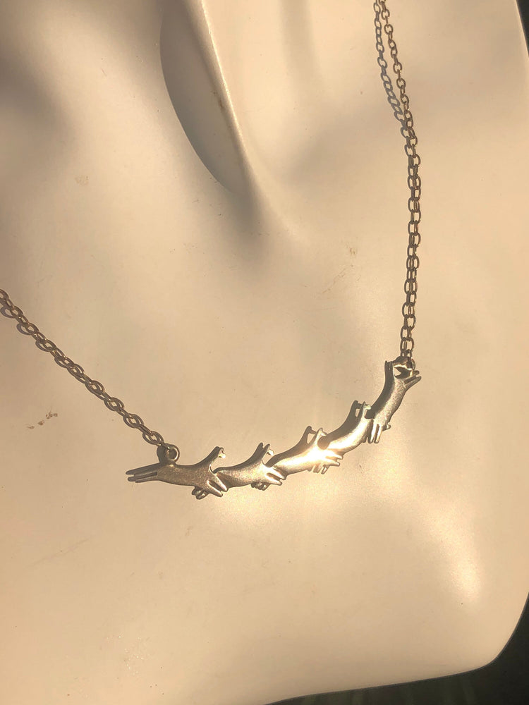 Sterling silver running horses southwestern necklace Cuneo 925 Super unique Abstract