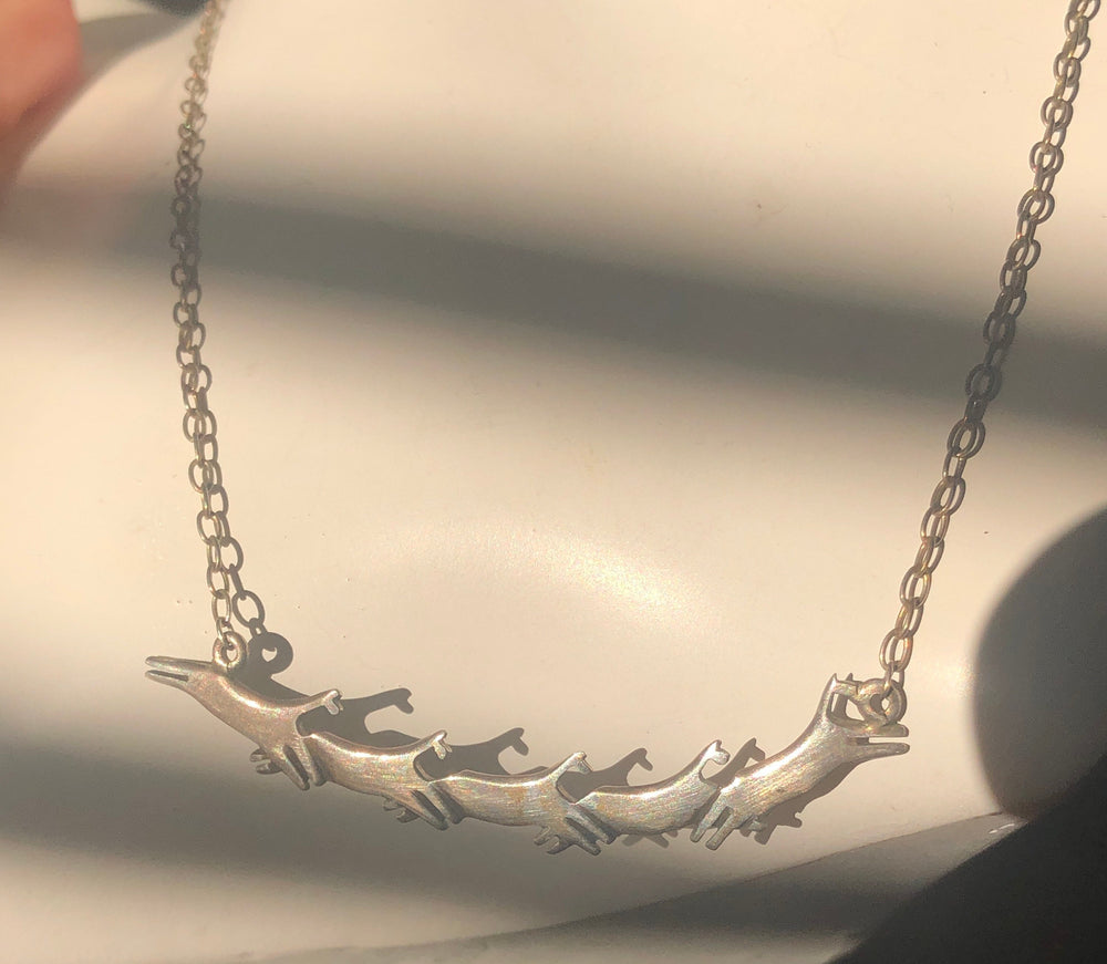 Sterling silver running horses southwestern necklace Cuneo 925 Super unique Abstract