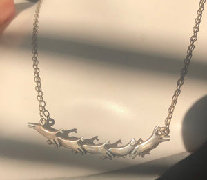 Sterling silver running horses southwestern necklace Cuneo 925 Super unique Abstract