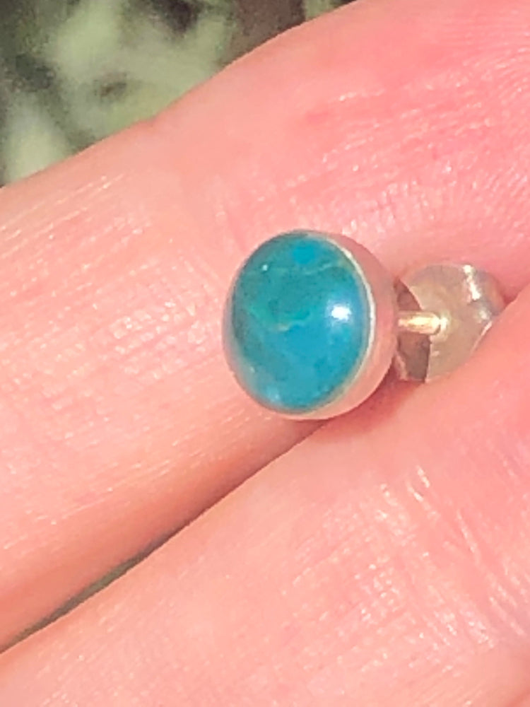 Vintage Chrysocolla Single Stud Earring - Sterling Silver