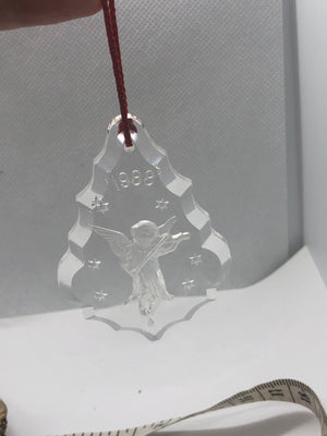 Vintage Leaded Crystal Christmas Tree Ornament Angel made in Germany 1988