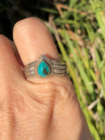Vintage Native American Indian Men's Ring - Turquoise and Sterling Silver Southwestern - Size 12.5