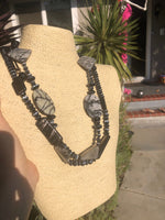Beautiful designer Erickson Beamon black/gray gemstone Crystals/glass long beaded necklace costume