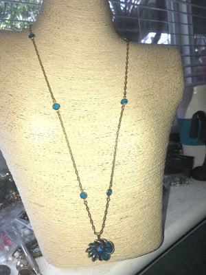 Rare Vintage antique Bezel set deep blue Swarovski? Crystals necklace  on gold filled chain with crystal flower absolutely stunning!!