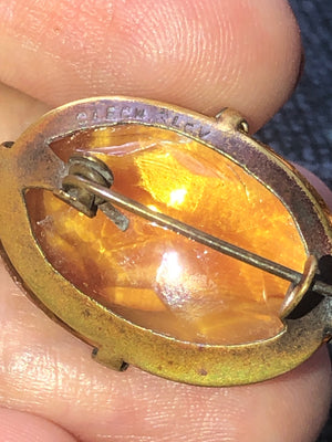 Victorian Edwardian Gold Fill Brooch Pins  Lot Antique Czechoslovakia Amber Glass Hand Painted Seed Pearls Enamel Art Deco Very Old C Clasps