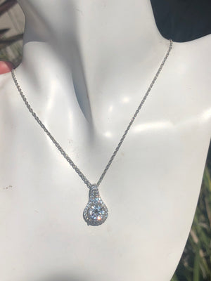 Beautiful FZN Simulated Diamonds/CZ Earrings & Pendant/Necklace with Chain Sterling Silver 925 Absolutely Stunning