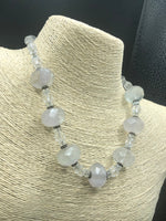 Gorgeous vintage huge rock crystal beads beaded necklace choker - chain chain sterling silver