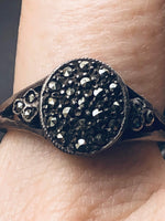 Vintage antique marcasites gemstone ring sterling silver 925 size 7 Art Deco