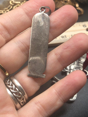 Vintage sterling silver Egyptian pendant 4 necklace hieroglyphics symbols 925