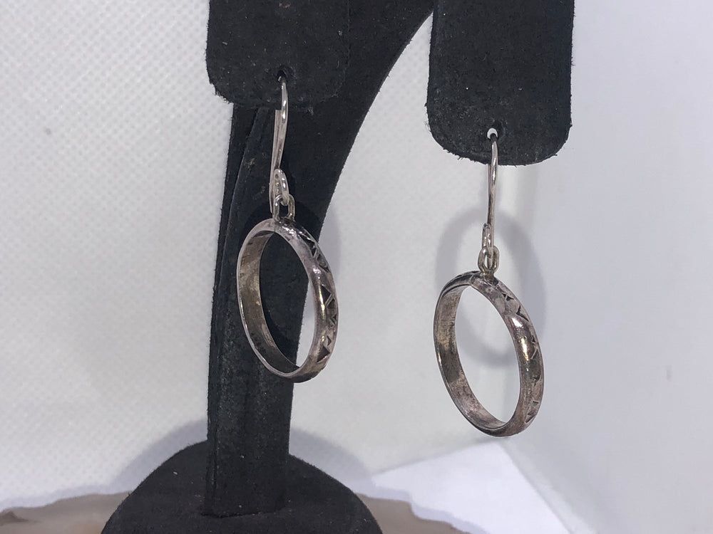 Vintage Sterling Silver Dangle Hoop Earrings 925 Designs