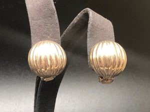 Big unusual Vintage sterling silver large hot air balloon Clip on earrings unique ball striped 925