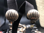 Big unusual Vintage sterling silver large hot air balloon Clip on earrings unique ball striped 925