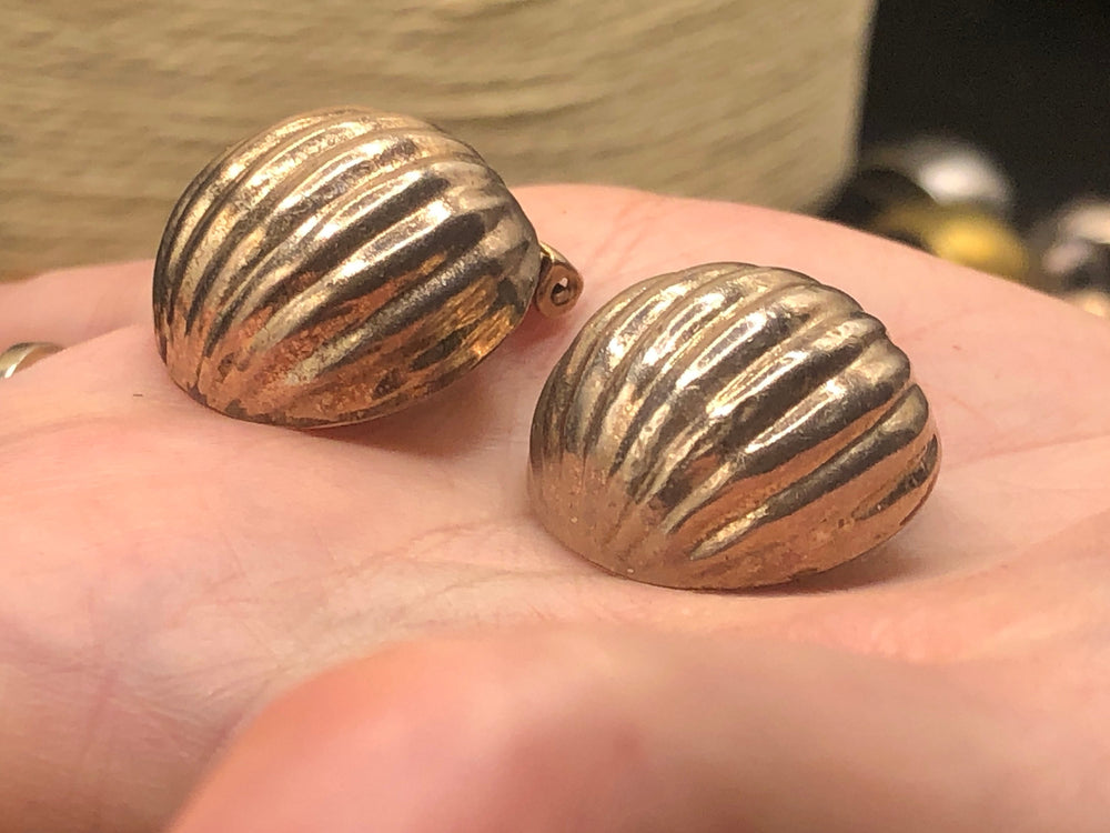 Big unusual Vintage sterling silver large hot air balloon Clip on earrings unique ball striped 925