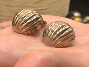 Big unusual Vintage sterling silver large hot air balloon Clip on earrings unique ball striped 925