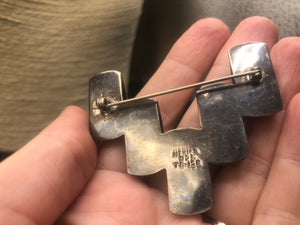 Unusual Vintage abstract Taxco Mexico modernist large brooch pin  great architectural brass over sterling silver 925 Beautiful and unique