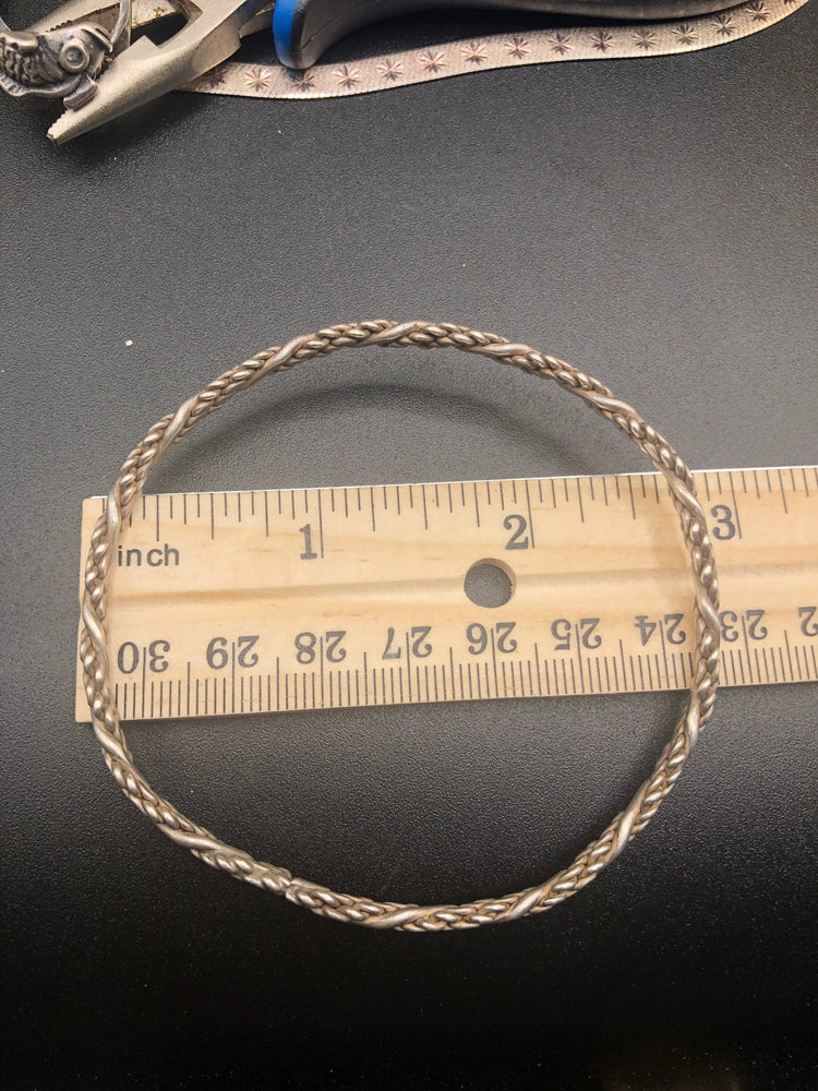 Vintage braided  mesh sterling silver 925 bangle bracelet stackable