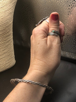 Vintage braided  mesh sterling silver 925 bangle bracelet stackable