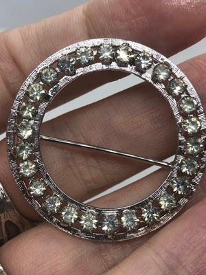Vintage antique Art Deco designer costume Carl art arrow sterling silver rhinestone brooch pin