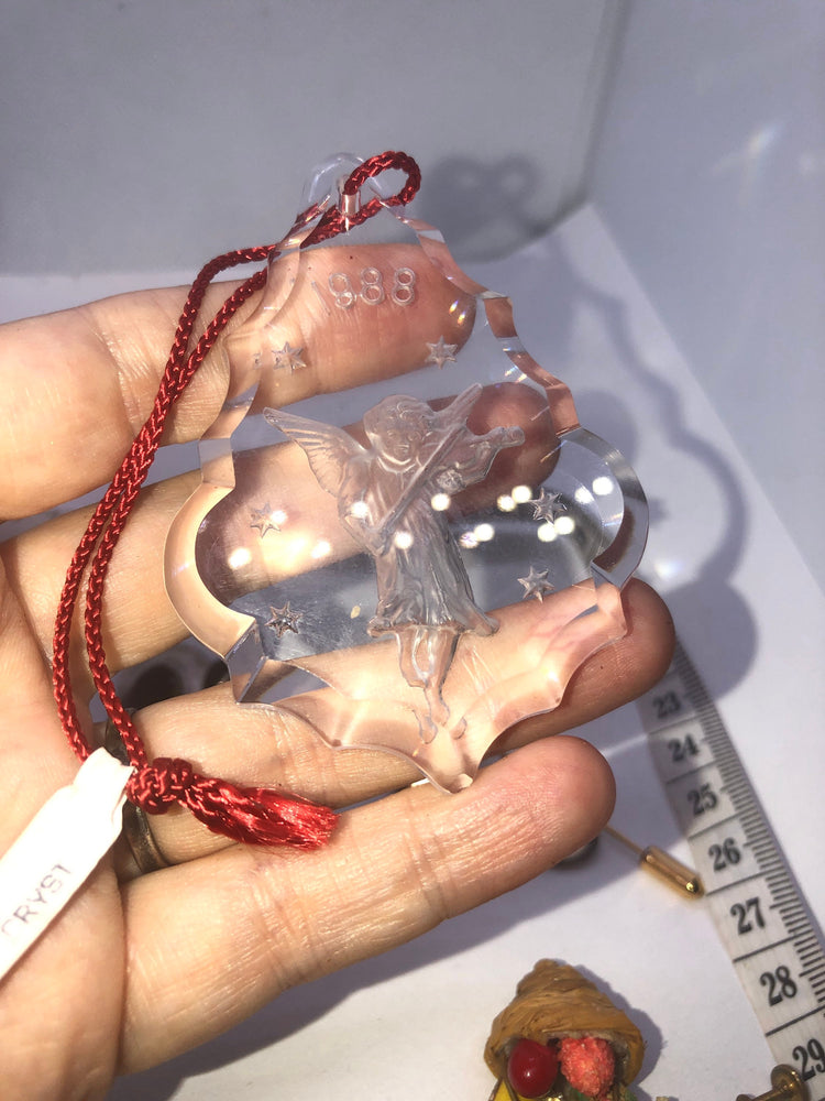 Vintage Leaded Crystal Christmas Tree Ornament Angel made in Germany 1988