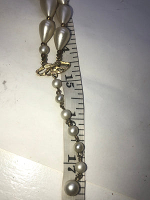 Vintage antique fake pearl Pinecone double strand necklace designer Deauville Costume beautiful