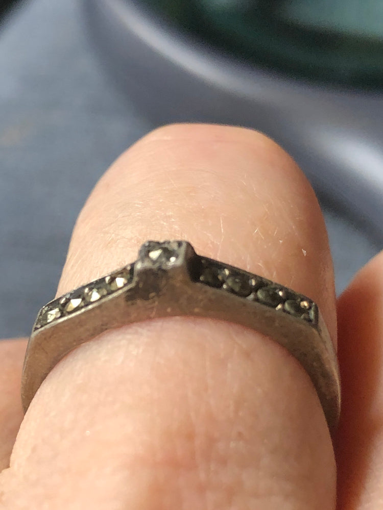 Vintage art deco antique sterling silver 925 marcasite’s band ring size 5