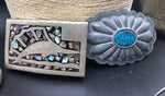 Vintage antique belt buckle lot Silvertone southwestern and South American Inlaid abalone swordfish/Marlin Faux turquoise men’s or women’s