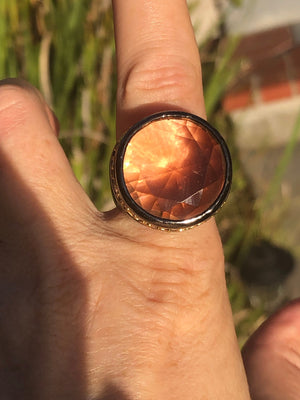 Huge Beautiful Light Orange Crystal CZ Designer Princess Amanda Borghese Statement Ring size 8  HSN