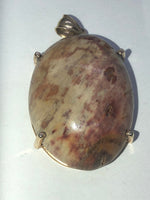 Vintage petrified fossilized wood cabochon pendant 4 necklace solid 14 karat yellow gold bezel and bale Stunning colors rare!