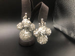 Beautiful vintage antique art deco sequin disco ball dangle earrings bobley Light weight clip on Silvertone Cocktail parties holidays