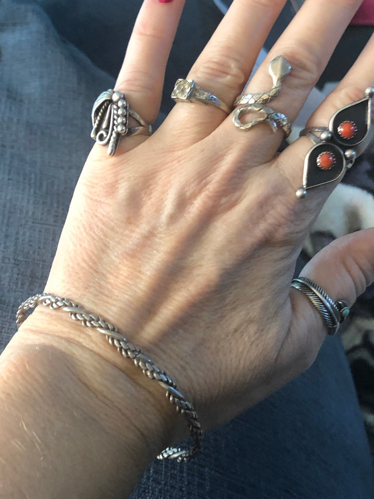 Vintage braided  mesh sterling silver 925 bangle bracelet stackable