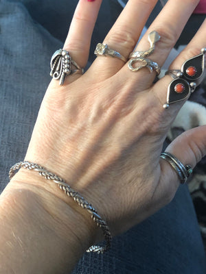 Vintage braided  mesh sterling silver 925 bangle bracelet stackable
