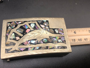 Vintage antique belt buckle lot Silvertone southwestern and South American Inlaid abalone swordfish/Marlin Faux turquoise men’s or women’s