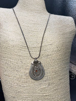 Unique carved sterling silver tribal Red coral shell pendant necklace with long sterling chain chain mans/mens Or women’s Unusual chain 23.5
