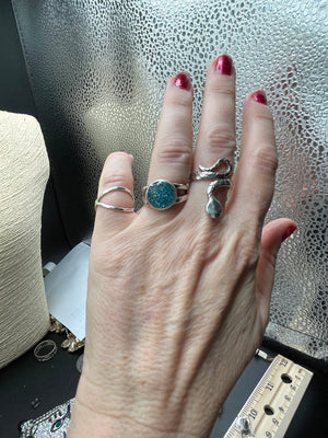 Sterling silver 925  blue sparkly Enamel ring size 6.75