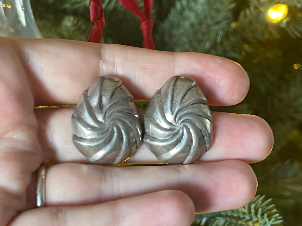 Vintage Sterling Silver 925 Stud Earrings - Swirl Style Design Lightweight