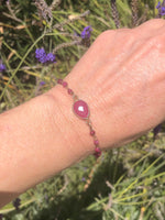 Safia Day pink gemstone link bracelet corundum- ruby Designer 7.25 inches
